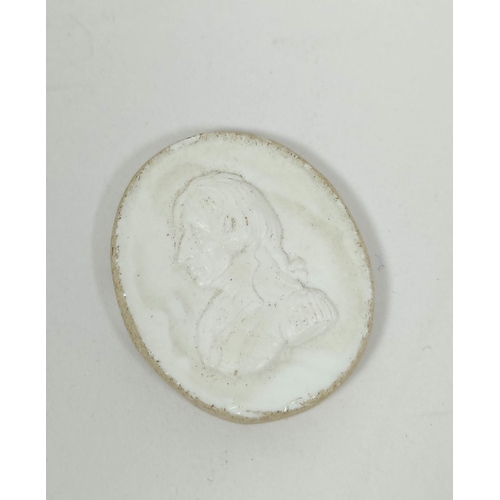 63 - Warner glass cameo depicting Lord Nelson, c1805, signed, 24mm x 19.5mm