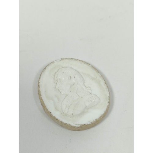 63 - Warner glass cameo depicting Lord Nelson, c1805, signed, 24mm x 19.5mm