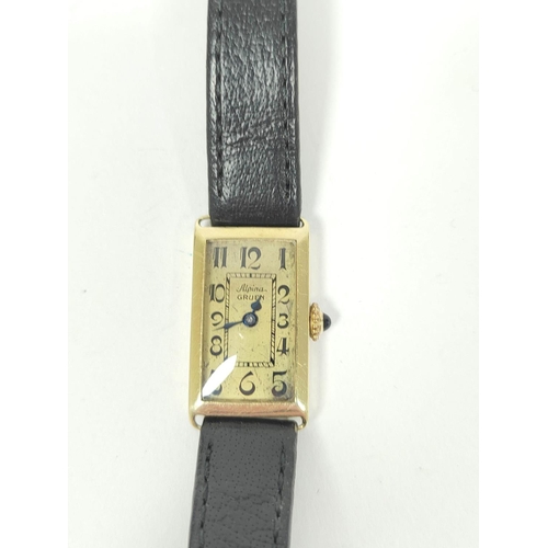 90 - Lady's Alpina Buren rectangular watch with Art Deco sides, with overcoil spring No. 1700037, model 8... 