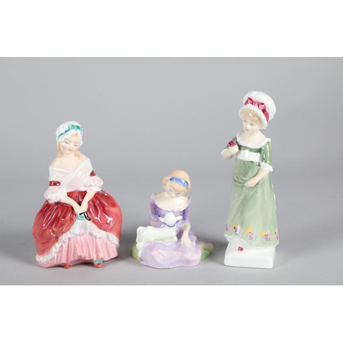 6 - Three small Royal Doulton porcelain ladies; Peggy HN2038; Mary had a Little Lamb; HN2048 & Ruth ... 