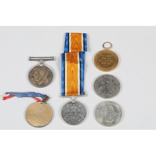 66 - 33326 Pte. A. McGeorge Sco.Rif; World War Victory medal and British War Medal and ribbon; together w... 