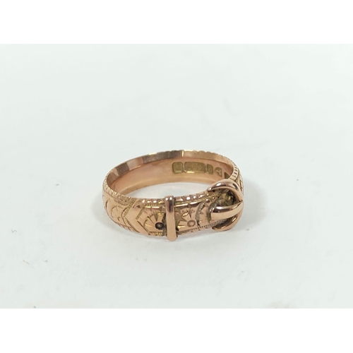 138 - 9ct gold buckle ring and a similar 18ct signet ring 9.8g. (2).