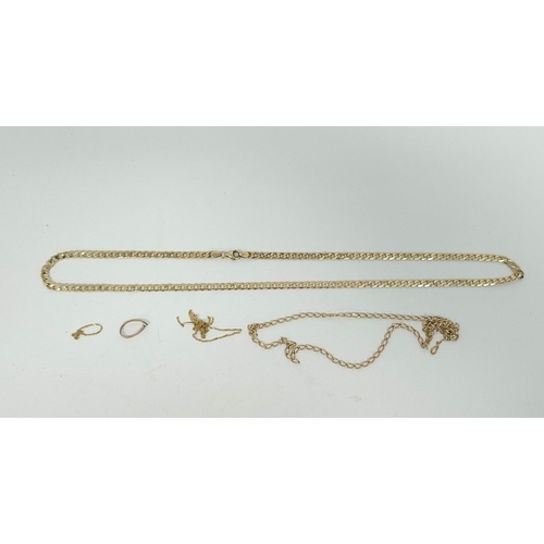 145 - Two gold filed curb necklets and tow other pieces, 9ct, 24g. 