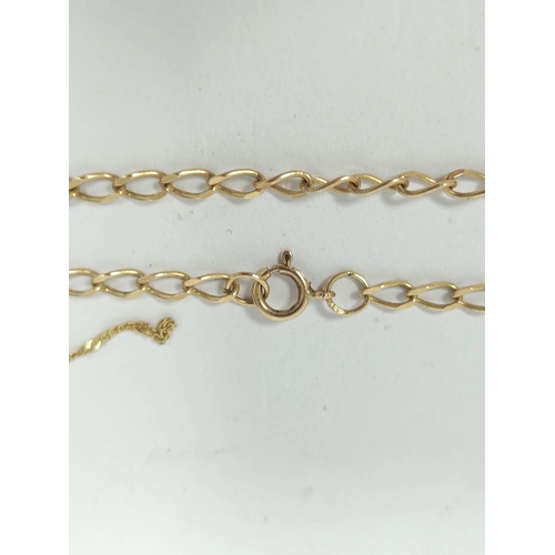 145 - Two gold filed curb necklets and tow other pieces, 9ct, 24g. 