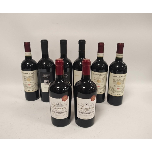 203 - Eight bottles of Italian red wine to include three bottles of Sasso al Poggio Toscana 2007, 75cl, 14... 