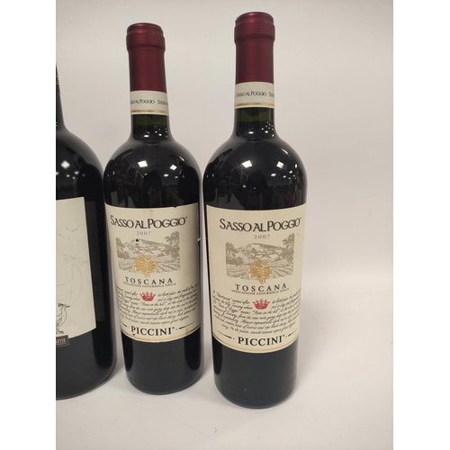 203 - Eight bottles of Italian red wine to include three bottles of Sasso al Poggio Toscana 2007, 75cl, 14... 