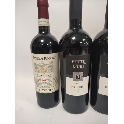 203 - Eight bottles of Italian red wine to include three bottles of Sasso al Poggio Toscana 2007, 75cl, 14... 