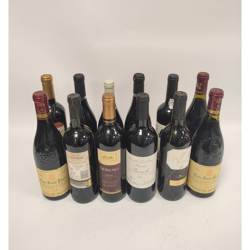 209 - Twelve bottles of assorted red wine to include bottle of Châteauneuf-du-Pape, Barolo 2002, 75cl, 13.... 