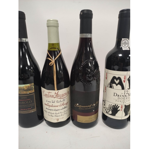 209 - Twelve bottles of assorted red wine to include bottle of Châteauneuf-du-Pape, Barolo 2002, 75cl, 13.... 