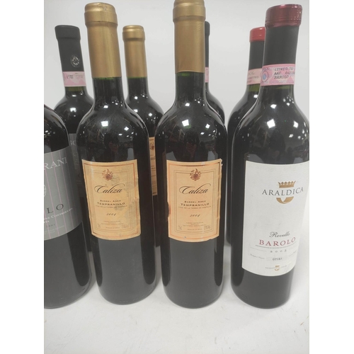 210 - Thirteen bottles of Spanish and Italian red wine to include five bottles of Balbi Soprani Barolo 200... 