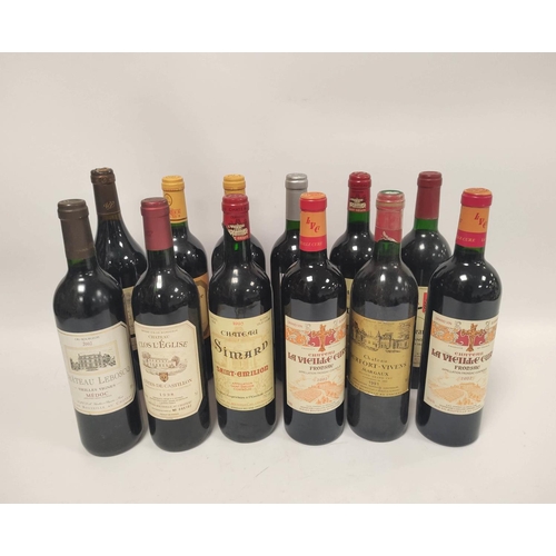 215 - Twelve bottles of French Bordeaux and red wines to include two bottles of Château Simard Saint-Emili... 