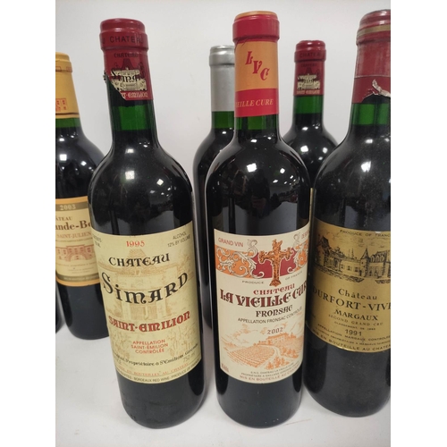 215 - Twelve bottles of French Bordeaux and red wines to include two bottles of Château Simard Saint-Emili... 