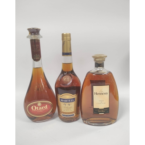 221 - Three bottles of cognac to include Otard Fine Champagne Cognac, 70cl, 40% vol, Hennessy Fine Cognac,... 