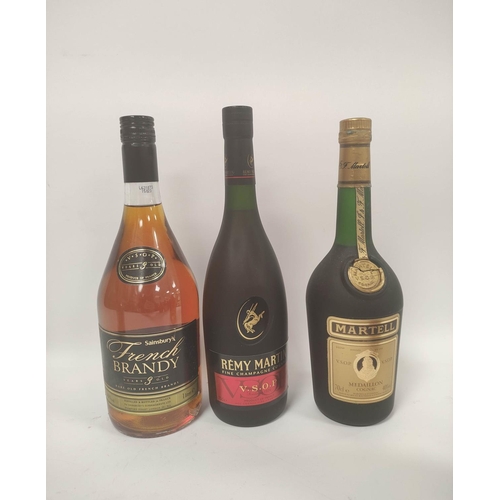 222 - Five bottles of cognac and French brandy to include Hennessy Very Special Cognac, 70cl, 40% vol, Rém... 