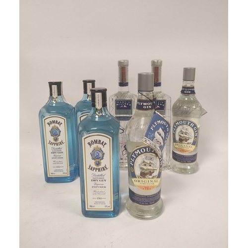 226 - Seven bottles of gin to include three bottles of Bombay Sapphire London Dry Gin, 100cl, 47% vol, two... 