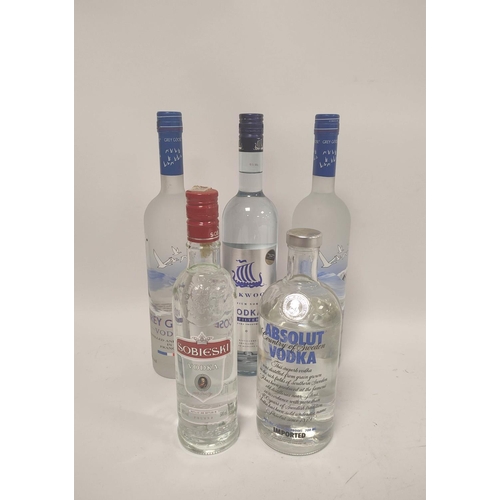 228 - Five bottles of vodka to include two bottles of Grey Goose French Vodka, 70cl, 40% vol,  Blackwood's... 