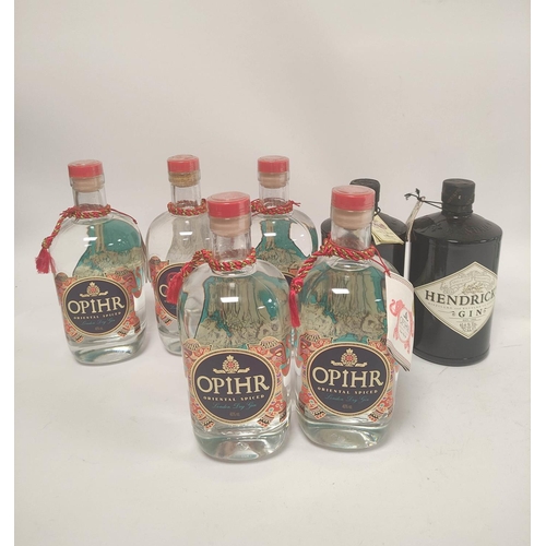 231 - Seven bottles of gin to include five bottles of Opihr London Dry Gin, 70cl, 40% vol, and two bottles... 