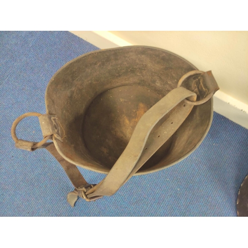 194 - Two antique leather coal buckets or panniers, possibly for a pit pony, each stamped 'Coal', with att... 