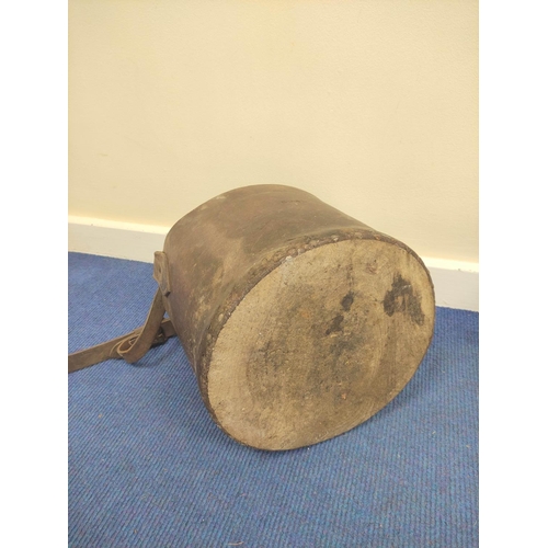 194 - Two antique leather coal buckets or panniers, possibly for a pit pony, each stamped 'Coal', with att... 