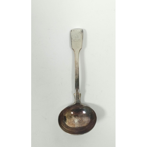 156 - Silver sauce ladle, 1533 and a child's spoon, 72g / 2½oz.