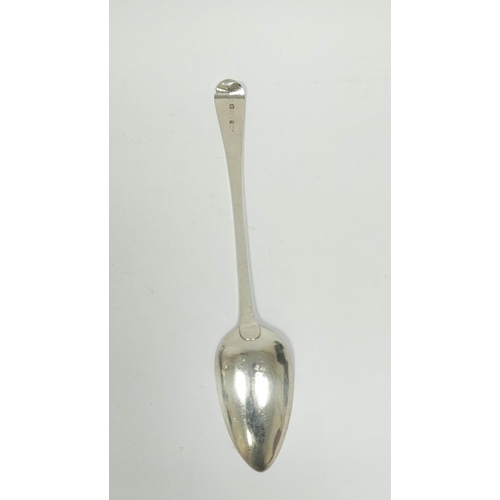 167 - York good silver serving spoon, initialled 'D' by Prince and Cattles, 1805, little worn, good marks,... 