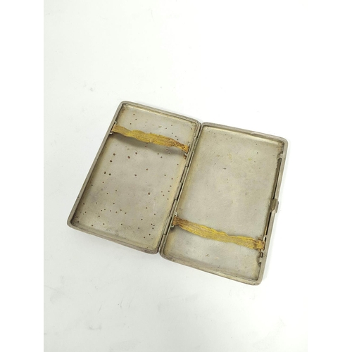 172 - Russian silver cigarette case with engraved corners and applied gold initials, devices and enamelled... 