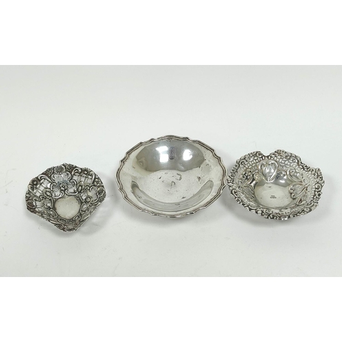 180 - Silver sweetmeat dish with waved edges and another two embossed, 156g / 4½oz. 