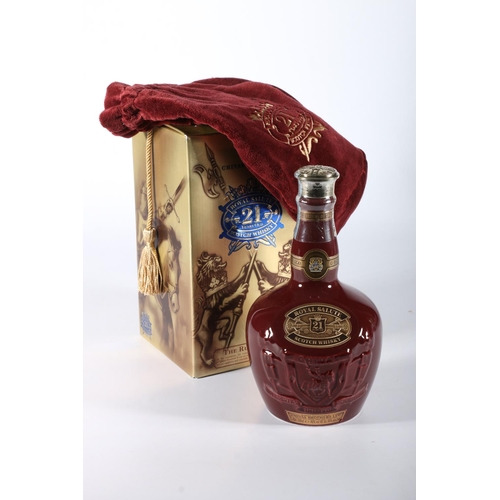 104 - ROYAL SALUTE 21 year old blended Scotch whisky, in a ruby-coloured ceramic decanter, 70cl, 40% volum... 