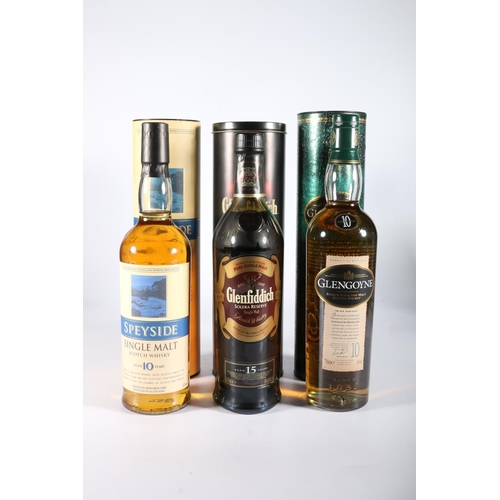 109 - Three bottles of single malt Scotch whisky to include GLENGOYNE 10 year old 70cl 40% abv, GLENFIDDIC... 