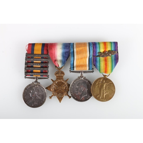 411 - Medals of 4995 Acting Warrant Officer T Clark of the Cameron Highlanders comprising an Anglo-Boer Wa... 