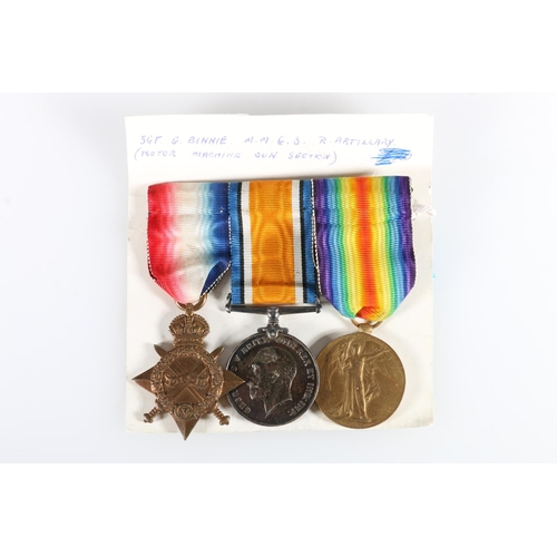 412 - Medals of 1036 Sergeant G Binnie of the Royal Artillery's Motor Machine Gun Corps comprising WWI war... 