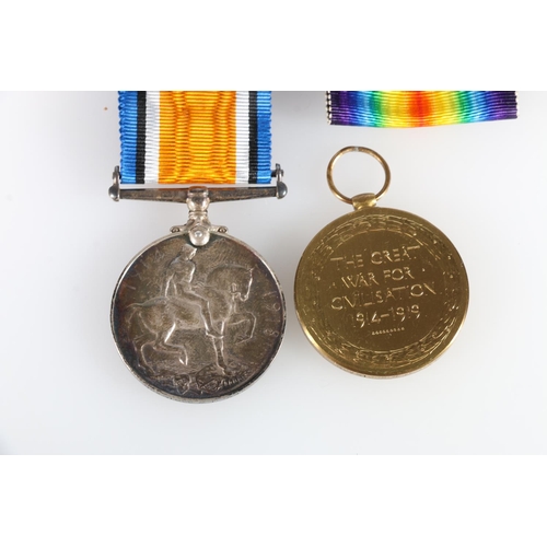 434 - Medals of Reverend J W Robinson comprising a WWI British war medal and victory medal [REV J W ROBINS... 