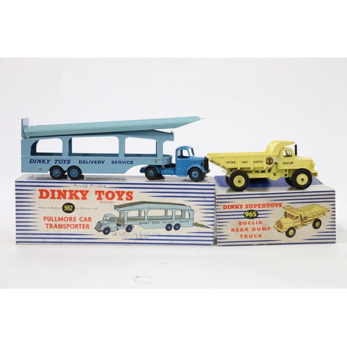 45 - Dinky Supertoys diecast model vehicles 965 Euclid Rear Dump Truck and 982 Pullmore Car Transporter w... 