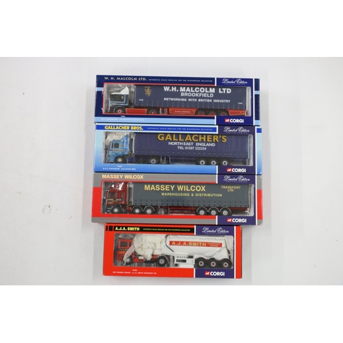 68 - Four Corgi 1:50 scale diecast articulated lorry models to include 75806 MAN Curtainside W H Malcolm ... 