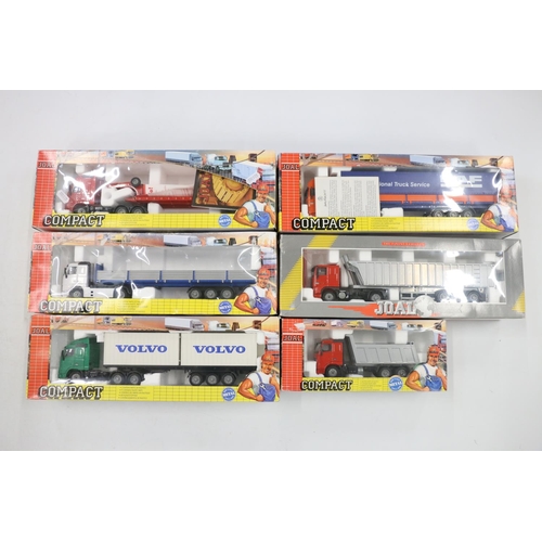 71 - Six Joal 1:50 scale diecast models to include 331 Volvo FH12-420 dump truck, 332 Volvo FH16 Globetro... 