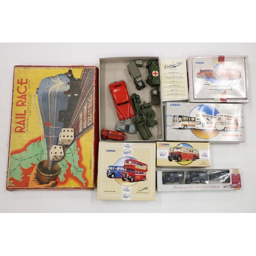 90 - Mettoy 810 clockwork limousine car, Dinky Toys to include a fire engine, Frazer Nash, 626 Military A... 