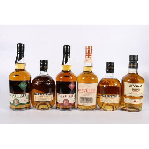132 - Six bottles of single malt Scotch whisky to include THE GLENTURRET 10 year old 70cl 40% abv., T... 
