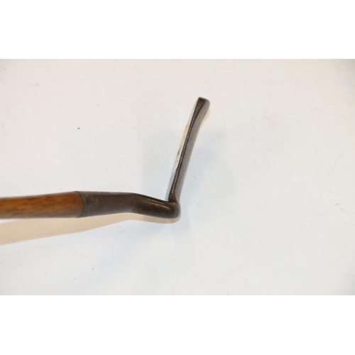 224 - Unusual stepped swan neck type hickory shafted golf club.