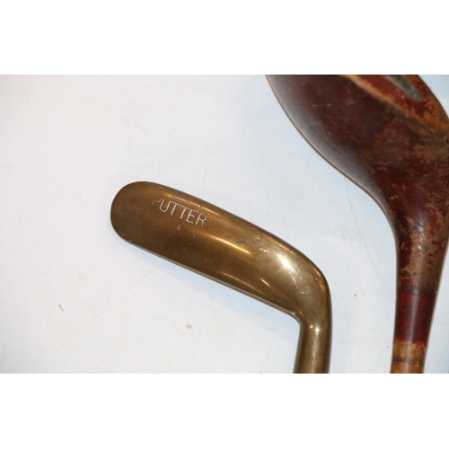 225 - Group of seven hickory shafted golf clubs to include R Forgan of St Andrews spoon type wood, etc. wi... 