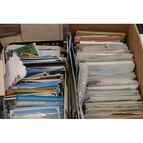 239 - Around 1000 postcards within a large cardboard box, predominantly colour cards including BBC televis... 