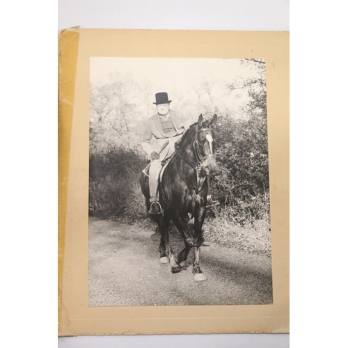 245 - Photograph of Sir Winston Churchill on horseback with accompanying note inscribed 'With Compliments ... 