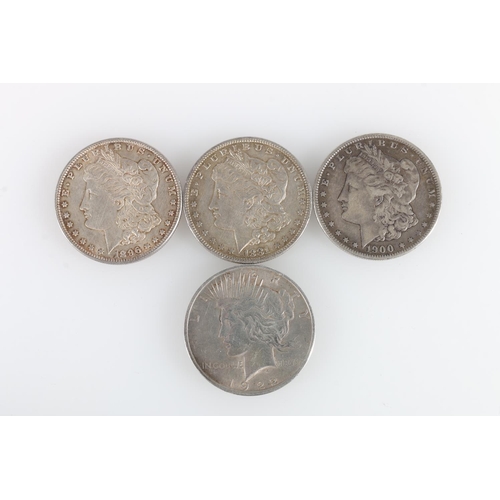 273 - Four UNITED STATES OF AMERICA USA silver dollars to include 1881 O Morgan, 1896 Morgan, 1900 O Morga... 