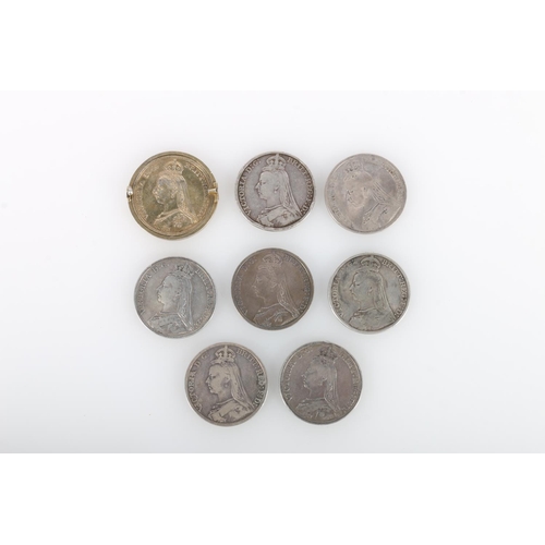 300 - UNITED KINGDOM Queen Victoria (1837-1901) silver crowns, 1887, 1890 x2, 1891 and 1892 x2, all Jubile... 