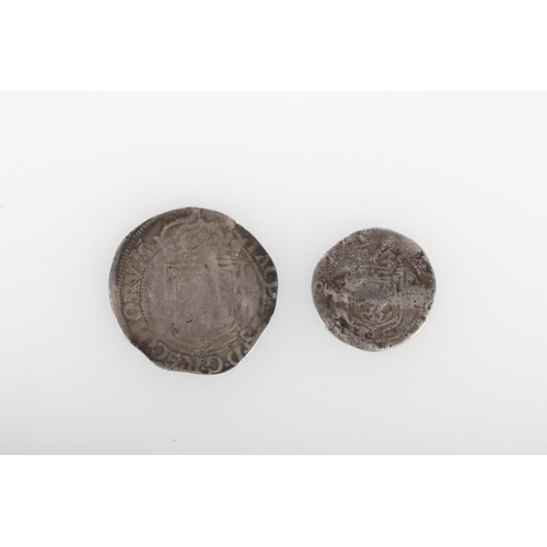 318 - SCOTLAND King James VI (1567-1625) silver thistle merk 160? S5497 and a quarter thistle merk 160? S5... 