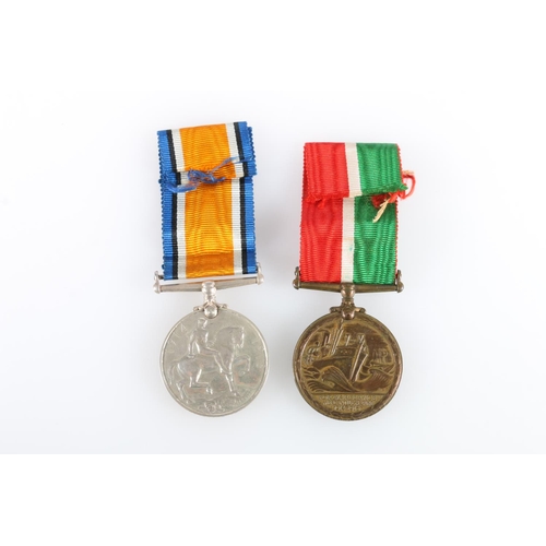 659 - Medals of James Fairgrieve of the Mercantile Marines comprising WWI war medal and Mercantile Marine ... 