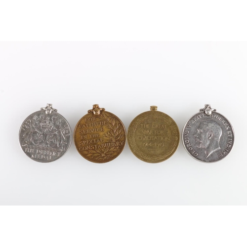 671 - Medals of 796 Private Duncan Callander of the Royal Scots comprising WWI war medal and Victory medal... 