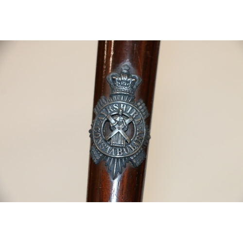 852 - Police interest, a group of policing items pertaining to the Ayr Constabulary to include a truncheon... 