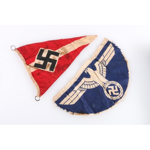 881 - WWII Nazi German Third Reich eagle and swastika sports vest eagle patch 24cm x 12cm and a Nazi Party... 