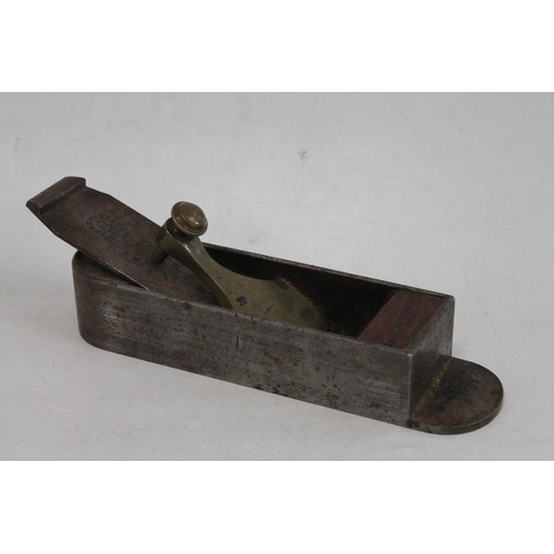 210 - Mathieson of Edinburgh wood working plane of unusual box design with extended D foot plate, 27cm lon... 