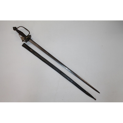 922 - Georgian infantry officers sword having double edged blade with 1/3 length slender fuller, the blade... 